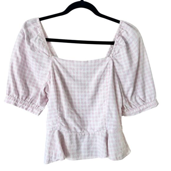 Draper James Pink & White Peplum Top Size Medium - Picture 2 of 6
